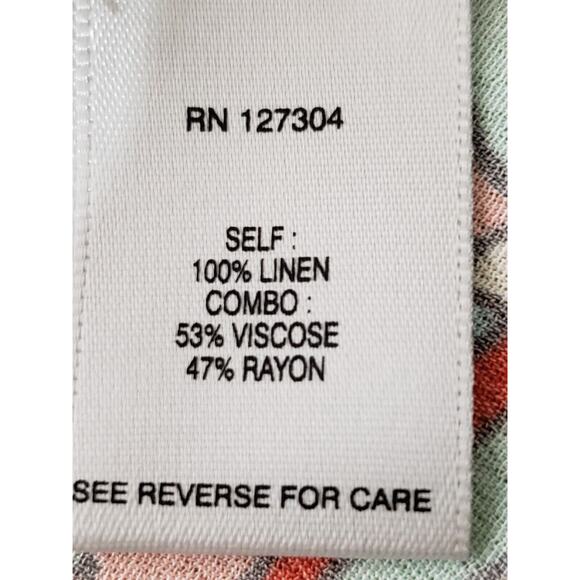 John Mark Tunic Dress Large Linen Blend Long Roll Tab Sleeve Graphic Back NWT - Picture 4 of 6